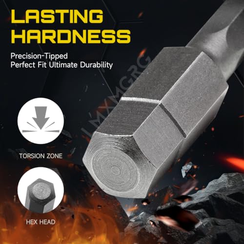 Image of 12PCS Hex Head Allen Wrench Drill Bit Set,SAE Hex Bit Set,1 /4 Inch Square Shank Impact Hex CNC Machined Screwdriver Bits(50mm)