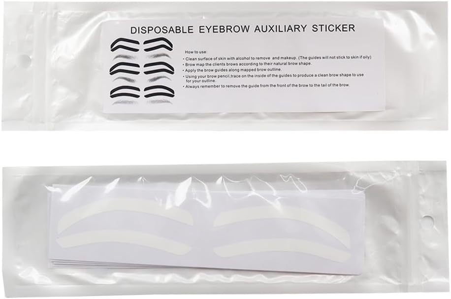 PMU DREAM Airbrush Eyebrow Stickers Stencils Shape Tape Disposable Semipermanent Auxiliary Stickers Airbrush Brow Shaping Mapping Guide Tape Air Brush Templates for Tinting Makeup (1 Bag 12 Pairs)