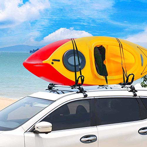 FIVKLEMNZ J-Bar Kayak Roof Rack, Universal Rooftop Rack Carrier for Kayak Canoe Paddle Boat Surf Ski, Mounted on Car SUV (Two Pairs) - Thumbnail 5