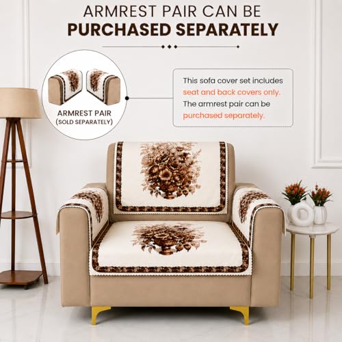 Image of Homerz Premium 'Luxe Series' Holland Velvet Sofa Cover | Smooth Finish | Anti-Skid Fleece Backing | Soft Touch Couch Protector for Living Room (Rust, 1 Seater, Seat Cover with Backrest)