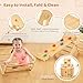 FUNLIO Foldable Pikler Triangle Set, Montessori Climbing Set with Solid Wood for Toddlers 2-5 yrs, Adjustable 5-in-1 Indoor Play Gym with Arch/Slide/Climbing Rock/Triangle, Easy to Install-Medium Size
