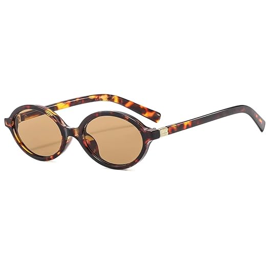 Óculos de Sol Vintage Estampa onçaa Feminino Moda Europeia Retrô Tartaruga, Armação Oval, Bloqueio de Luz Moda glasses uv400 Óculos premium miuoval bloqueira