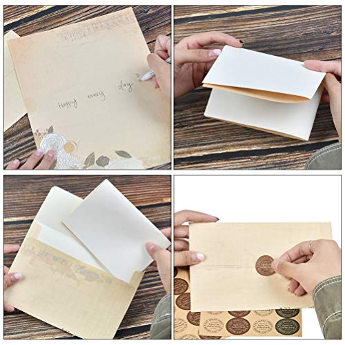 QLOUNI 120Pcs Vintage Floral Letter Stationery, Stationery Paper and Envelopes Set (80 Stationery Paper + 40 Envelopes) Letter Set