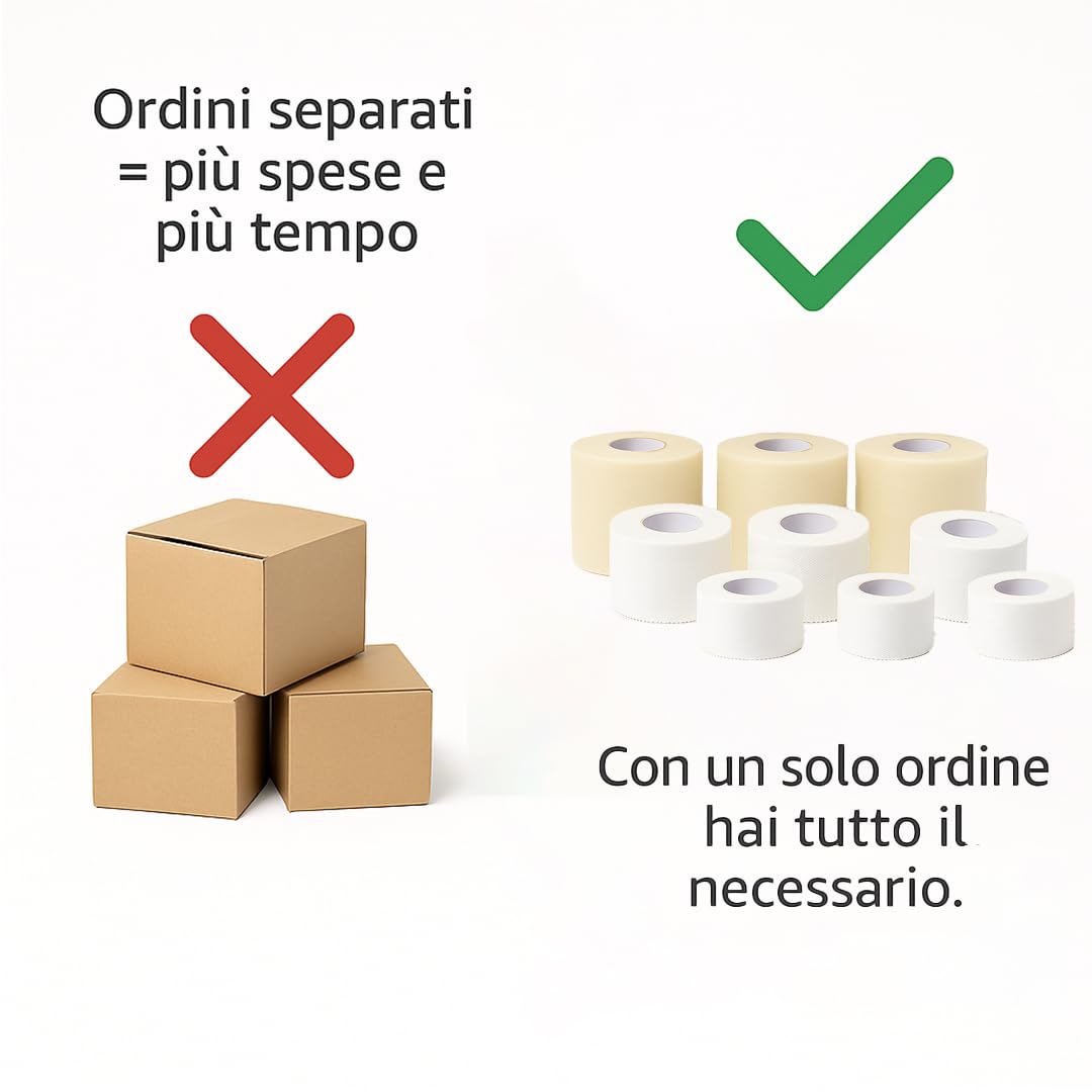 PHARMAPIÙ SPORT Kit Salvapelle + Tape | Protezione Pelle e Supporto Articolare | Kit Pronto all’Uso per Allenamenti e Gare | Made in Italy (Kit Reintegro Team 3+3+3, 9, unità)