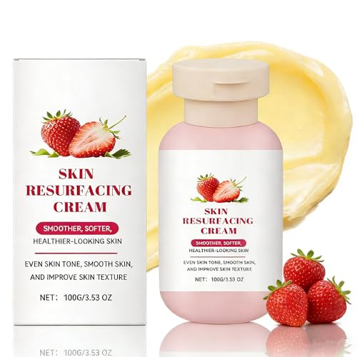 Strawberry Skin Resurfacing Cream with Lactic Acid - Exfoliating Body Cream for Bumpy Rough Skin on Arms Legs Deep Hydration Moisturizing Smoothing & Renewal 3.53 OZ