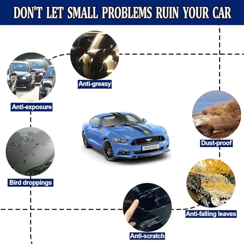 Image of for Ford Mustang Car Cover Indoor,Stretch Satin Indoor Car Cover for Mustang,Dust-Proof Protection Breathable Full Ford Mustang Indoor Car Cover with Luxury Storage Bag,Black