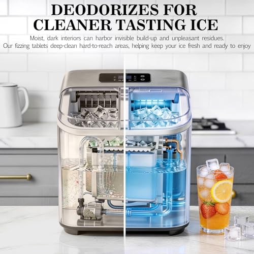 Image of Bellaluce Ice Machine Cleaner Tablets, 32 Effervescent Descaling Tabs, Nickel Safe Cleaner for Countertop, Nugget, Portable & Commercial Ice Makers, Food-Grade Scale Remover for Fresh, Odor-Free Ice