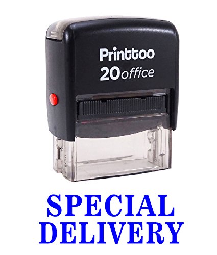 Printtoo Special DELIVERY Self Inking Rubber Stamp Office Stationary Custom Stamp-Blue, 14 mm x 38 mm (Approx)