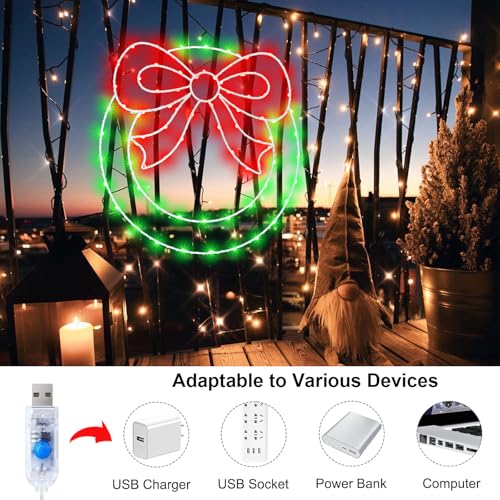 CESOF-Christmas-Wreath-Window-Lights-Decorations-14-Lighted-Christmas-Wreath-with-Bow-Remote-Control-Timer-USB-Powered-Window-Silhouette-Lights-for-Home-Door-Wall-Home-Winter-Xmas-Party-Decor CESOF Christmas Wreath Window Lights Decorations 14 Lighted Christmas Wreath with Bow Remote Control Timer USB Powered Window Silhouette Lights for Home Door Wall Home Winter Xmas Party Decor