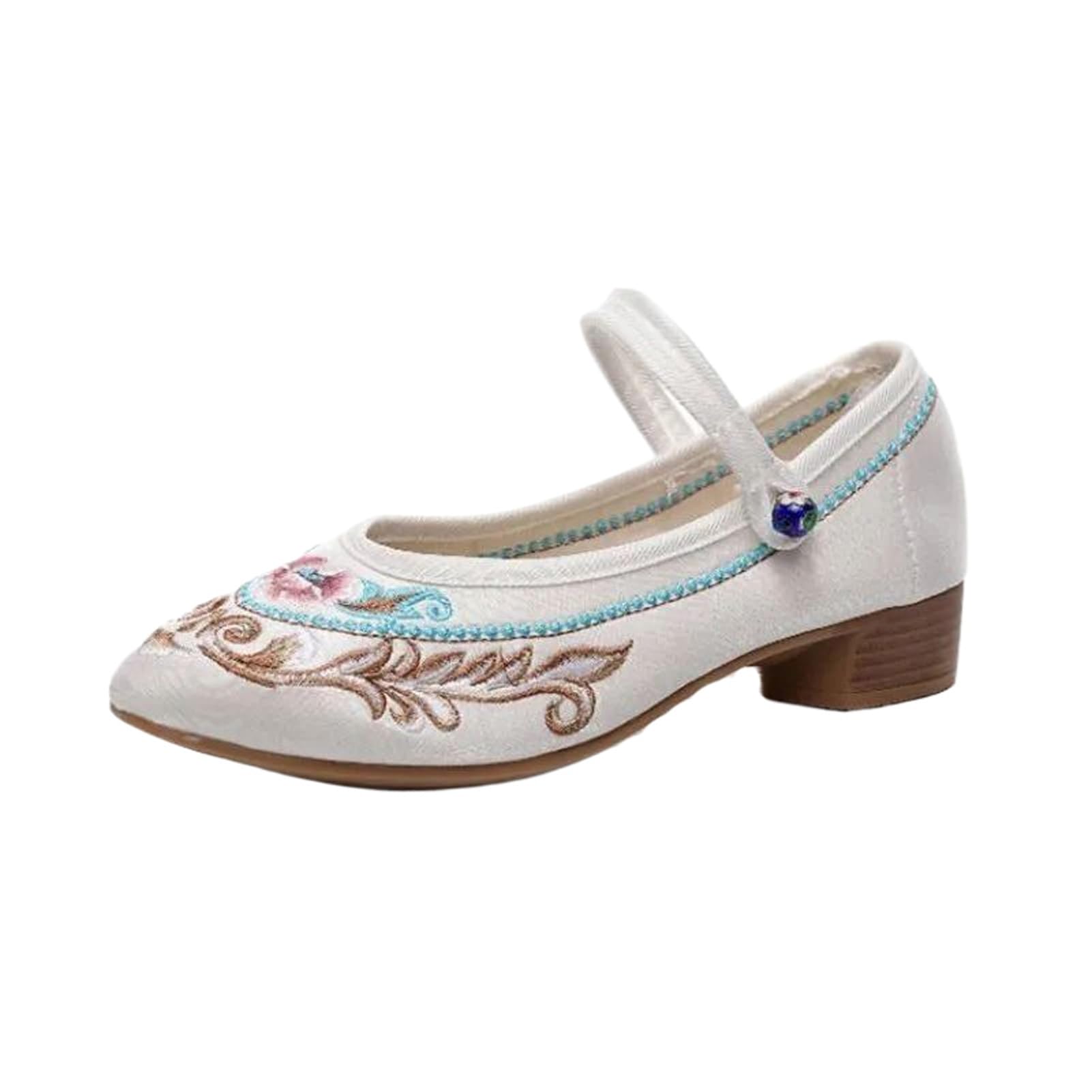 Chaussures ethniques brodées pour femmes rétro en blanc taille 36.5 EU - 8