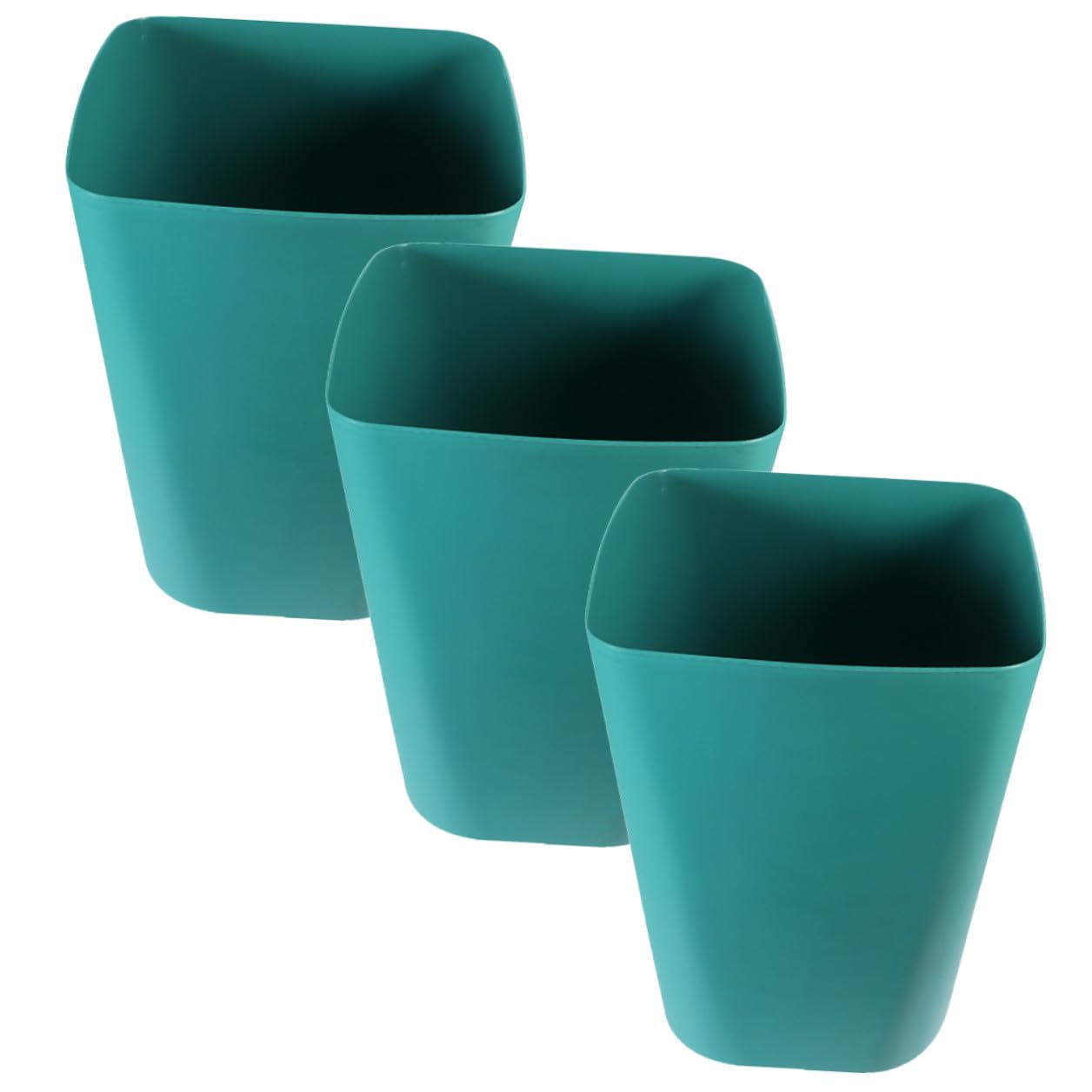 CHILDWEET 3pcs Outdoor Trash Bin Set, Small Square Wastebaskets, Blue Plastic Garbage Containers for Outdoor Storage and Organization