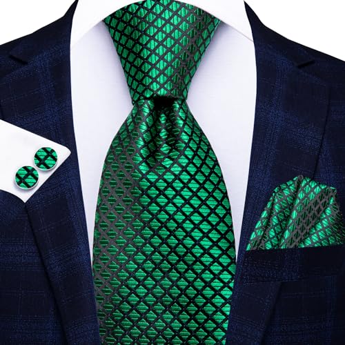 Image of Hi-Tie Mens 70inches Tie Set Extra Long Necktie for Men Cufflinks Handkerchief Big Tall Men Business Wedding