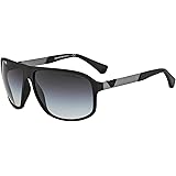 Emporio Armani Men's EA4029 Square Sunglasses, Rubber Black/Gradient Grey, 64 mm