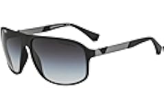 Men's EA4029 Square Sunglasses, Rubber Black/Gradient Grey, 64 mm