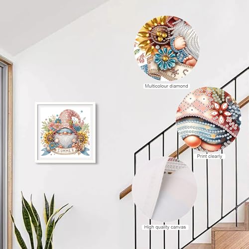 Image of 5D Special Shape Diamond Art Kit for Adults, Sunflower Gnome, 12 x 12 Inch | Crystal Rhinestones, DIY Wall Decoration Gift, Diamond Painting