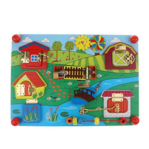 Preisvergleich Produktbild Kinder Verschlussbrett Latch Board Lock Spielzeug Motorikspielzeug für Kinder Lebensfähigkeiten Lernen - Bauernhof