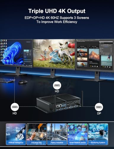 Image of HYSTOU Industrial Computer I7 8550U(4C /8T, Up to 4GHz) 16GB DDR4 256GB SSD | UHD Graphics 620,4K Triple Display,HD+EDP+DP,WIFI2.4G+5.0G,Dual Gigabit LAN,TPM2.0, 6RS232 COM, SIM Slot, Linux /Ubuntu