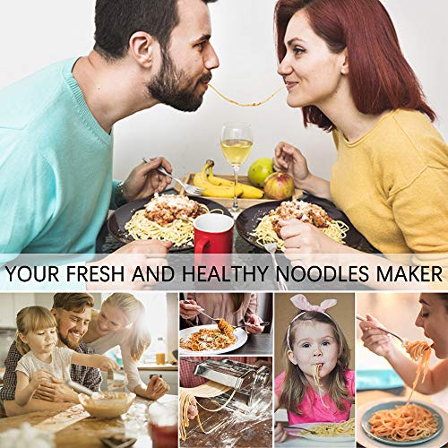 OKK Pasta Maker Machine - Stainless Steel Adjustable Thickness Manual Roller Noodles Maker with Hand Crank for Kitchen Homemade - Thumbnail 3