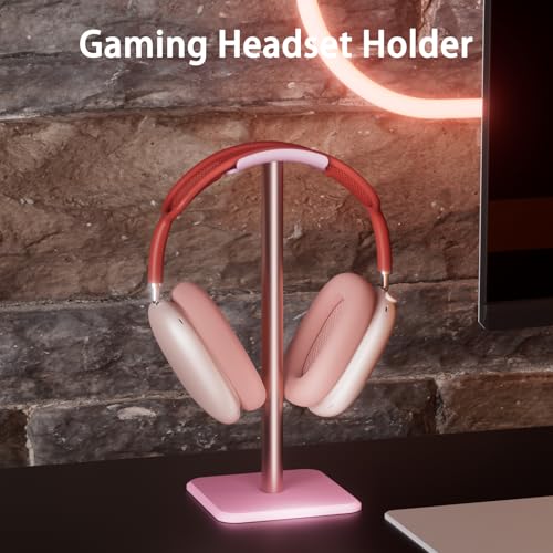 Image of Headphone Stand - Headset Stand with Aluminum Hanger, Headphone Holder for AirPods Max, Sony, Bose, Beats and More (Pink)