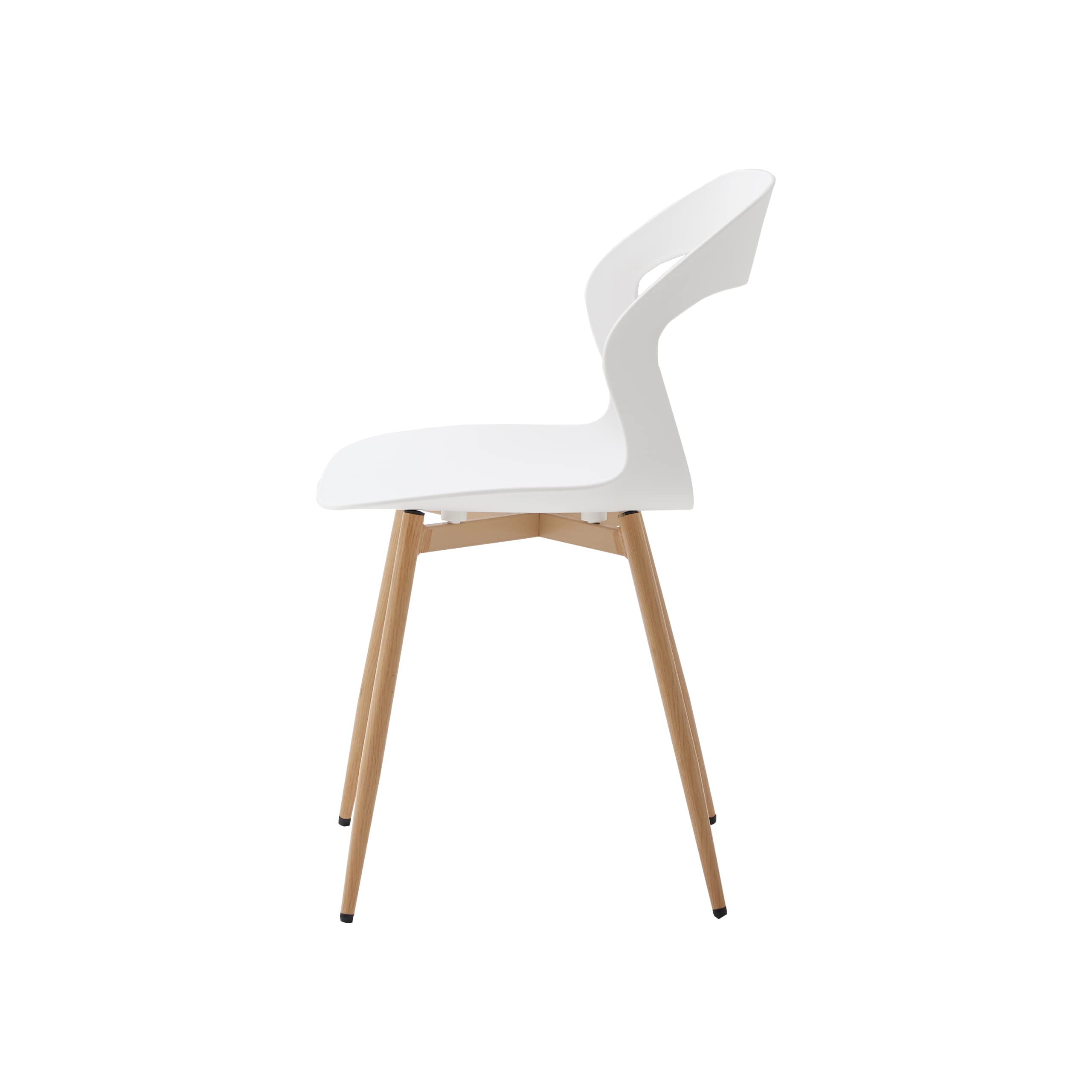 Set di 4 Sedie da Pranzo Moderne Sedie da Cucina con Gambe in Metallo (Rovere), Sedie da Ufficio in Stile Scandinavo, Design con Schienale Cavo, Bianco+Rovere