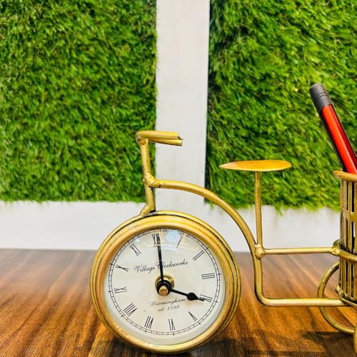 Image of Metal Decorative Multipurpose Cycle with Clock Antique Metal Decorative Modern Home Decorations for Home Office