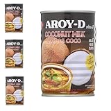 YIJIA | Aroy-D - Leche de Coco para cocinar - Extracto de Coco para Postres - 400 ml (4 Latas)