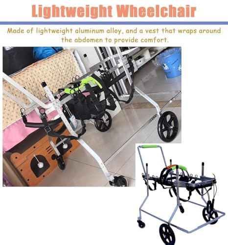 Silla de ruedas ajustable de aluminio para perros grandes con displasia de cadera, ayuda a la movilidad de mascotas soporta 15-60 kg, ideal para perros discapacitados, mejora la movilidad y la