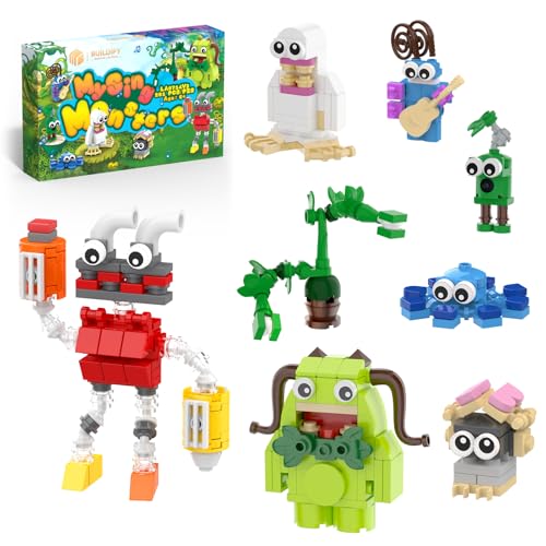 8-in-1 Sing Monsters Toe Jammer, Nogggin,Furcorn,Entbrat,Bowgart,Potbelly,Mammott Building Toy Set for Kids, Boys, Girls 6+ Years Old; Cute Monster Animal Figure Model Toy for Fans Friends (281Pcs)