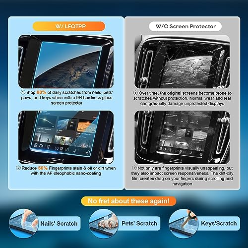 Car Screen Protector for Volvo Accessories 2016-2025 XC90/XC60/XC40/S90/S60/V90/V60 8.7 inch + AC Climate Control Touch Screen Mil-Grade 9H+ Tempered Glass HD [No More Glare& Fingerprint] 2-Pack