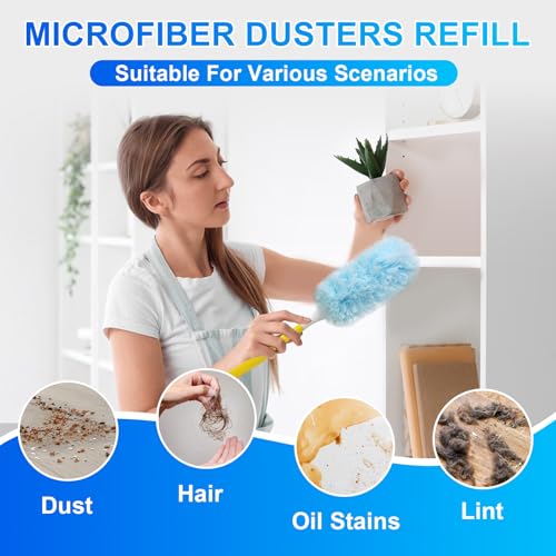 Image of 30 Count Dusters Refills with 1 Handle, Multi-Surface Disposable Duster, 360 Heavy Duty Duster Refills, Microfiber Duster kit, for Cleaning Home, Blinds, Fans, Corners