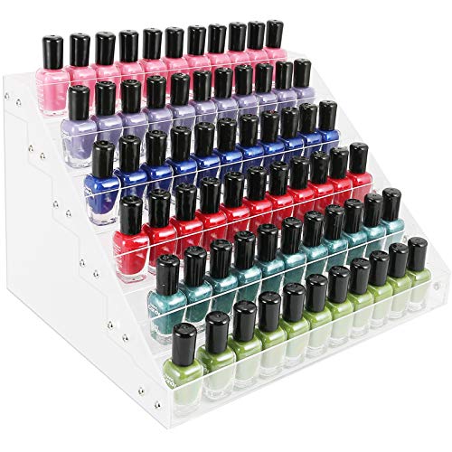 Nail Polish Organizer, Umirokin 6 Tiers Acrylic Organizer Storage Case Display Rack Holders for Ink Nail Polish Essential Oil Cosmetic Dropper Bottle?54-90 Bottles?