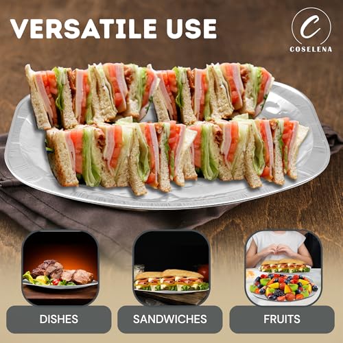 Coselena Foil Trays 14 Inch (Pack of 10) - Durable Aluminium Serving Platters for Catering, Parties, and Events - Ideal Sandwich Platter Trays for Gatherings - Image 5