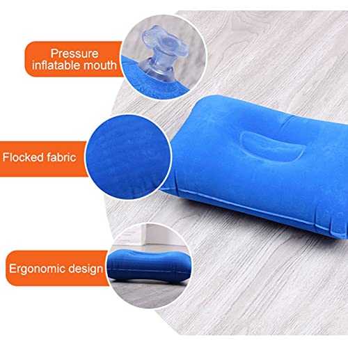 4Pack Ultralight A4 Size Inflatable Travel Pillow, Small Squared Flocked Fabric Air Pillow For Traveling, Holiday Trip, Hiking, Camping,Napping,Neck Lumbar Support(Gray,Sky Blue,Red,Deep Blue) #TOP2