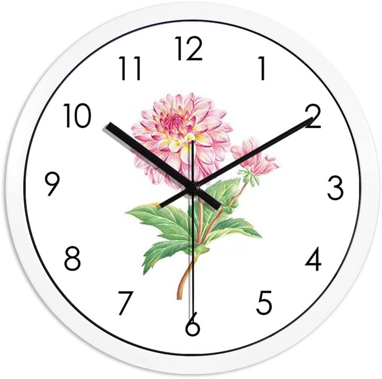 Horloge murale de plante verte style balcon rural avec cadran blanc anti-poussière