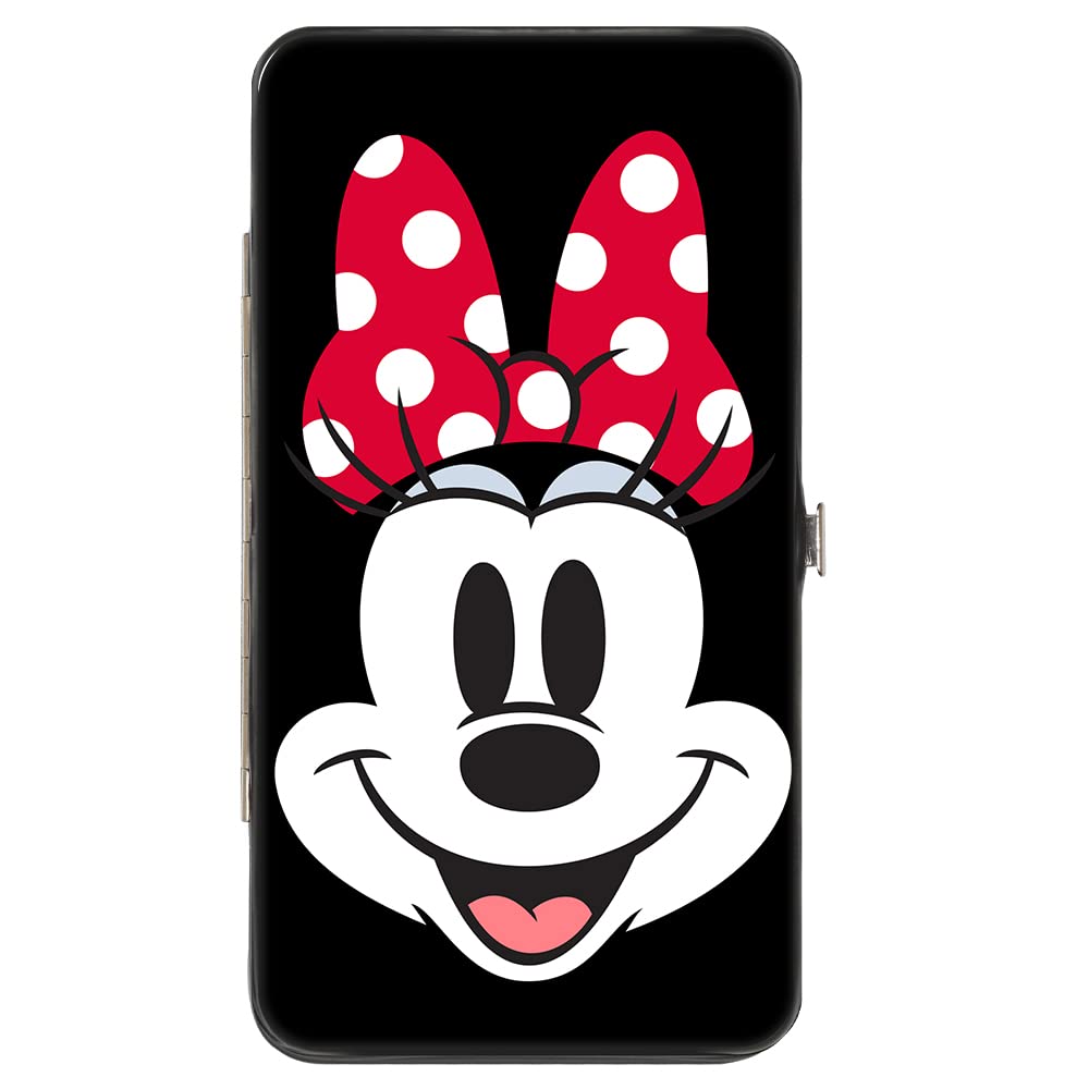 Disney Wallet, Hinged, Disney 100 Minnie Mouse and Mickey Mouse Happy Faces, Black, Vegan Leather