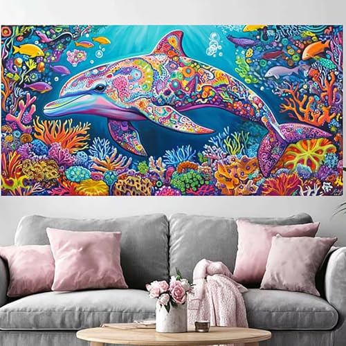 Peinture Diamant Dauphin 5D grand format à offrir pour passionnés de déco