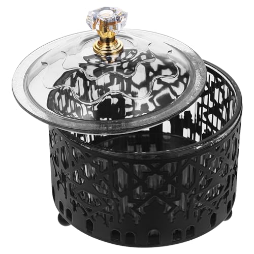 Zerodeko Ramadan Tray with Lid Eid Candy Dish Islam Muslim Cookie Box Black Dried Fruit Serving Plate Snack Storage Tray Trinket Box Ramadan Mubarak Party Supplies