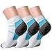 3 Pairs Compression Socks for Women and Men Sport Plantar Fasciitis Arch Support Low Cut Running Gym Compression Foot Socks / Foot Sleeves Best for Sports (Large/X-Large, Blue White)