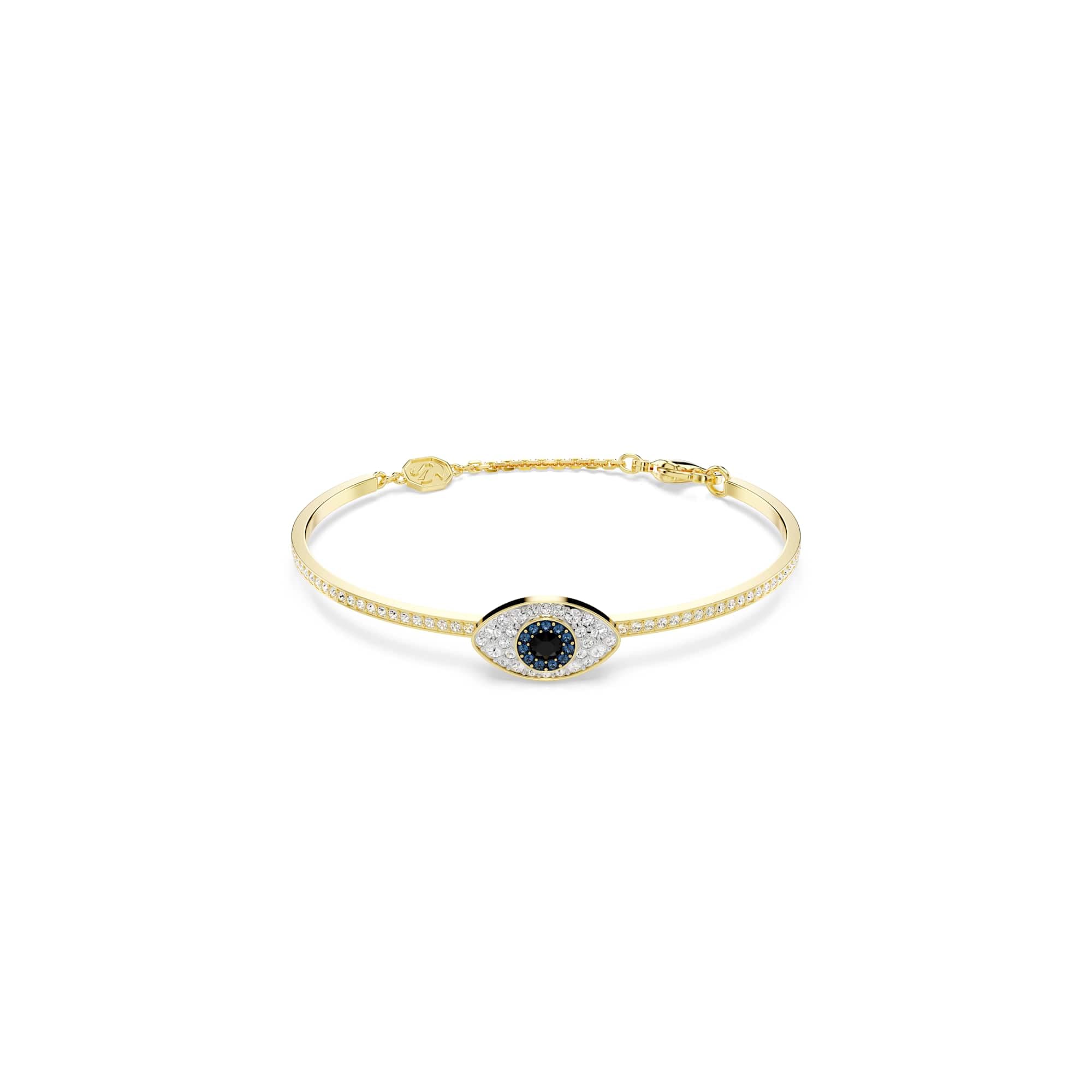 Swarovski Symbolica bangle, Evil eye, Blue, Gold-tone plated