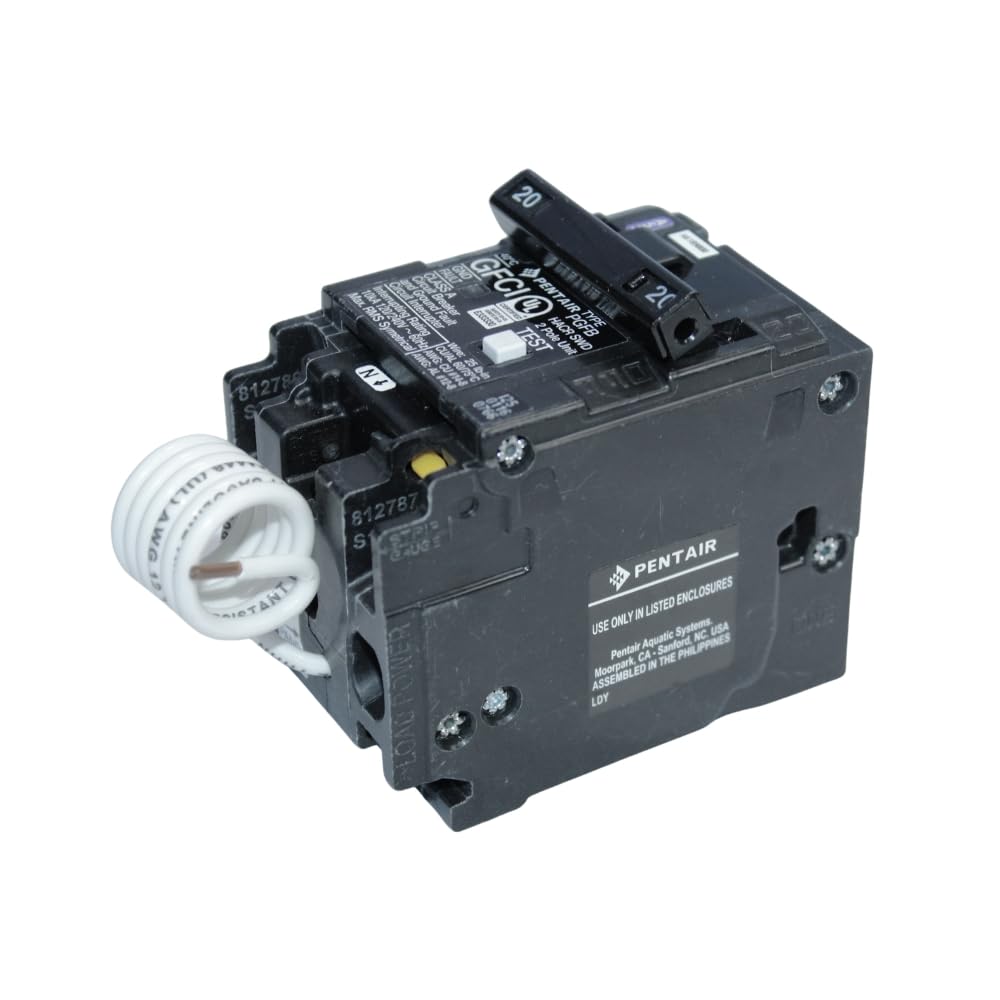 Pentair P220GFA 20 Amp Double-Pole GFCI Circuit Breaker for Pool & Spa Systems | 120/240 V 2-Pole Ground-Fault Protection | OEM Replacement for Automation Control Panels