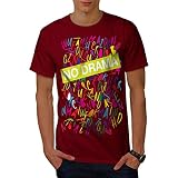 wellcoda Non Drame Élégant Drôle Homme T-Shirt Alphabet  T-Shirt imprimé avec Design Graphique