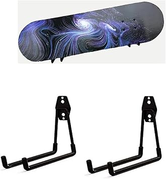 Skateboard Hanger, Snowboard Rack, Skateboard Rack, Snowboard Mount, Skateboard wall mount, Wall Hanger Rack Storage Display - for Home and Garage Mount Skateboard and Longboard - No Board, 2Pcs
