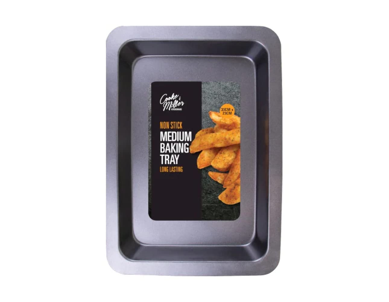 Black Steel Roasting Tray (33 cm x 23 cm) 1 Piece - Non-Stick & Stylish Design, Ideal for Cooking & Baking