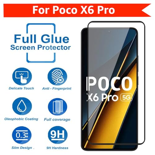 Image of POPIO Military-Grade Gorilla Tempered Glass for Xiaomi Poco X6 Pro /Poco F6 | 9H Hardness, Edge-to-Edge, Bubble-Free