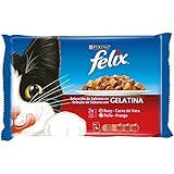 Purina Felix Gelatina comida para gatos con surtido de carnes 4 x 100 g
