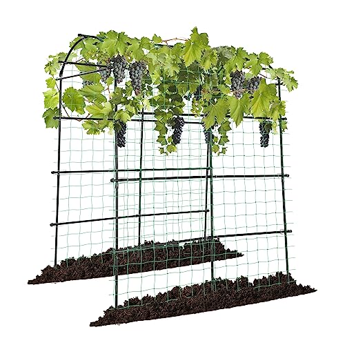 VIVOSUN 7Ft. Arch Trellis for Climbing Plants, 7 x 6 x 7ft Tall Metal Tunnel Trellis, Lightweight Metal Plant Support Archway with Nylon Netting for Climbing Vine, Vegetables, Fruits, Flowers, Black by VIVOSUN - Used condition - US$69.30