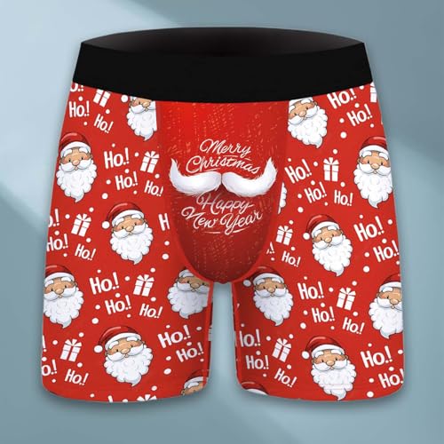 Mens Christmas Hammock Pouch Underwear Boxer Briefs Santa Jockstrap Bulge Enhancement Workout Male Ball Pouch Xmas Red2