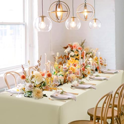 Image of sancua Beige Rectangle Tablecloths 90x132 Inch, 6 Pack