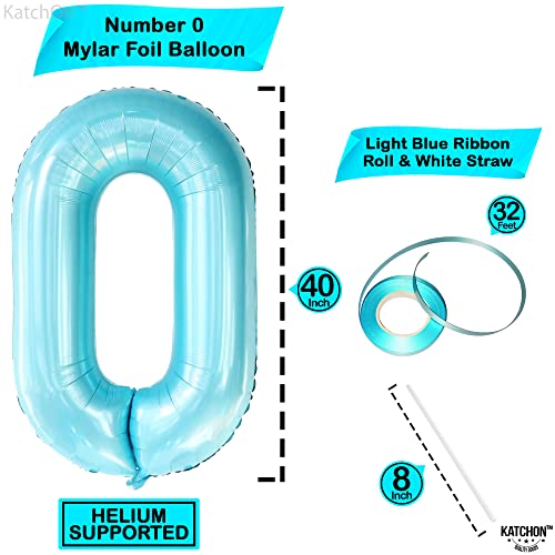 Image of KatchOn Light Blue 0 Balloon Number 40 Inch
