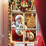 BlissYard Christmas Backdrop Santa Claus Photo Background 31x47 Winter Window Decorations Banner Wall Hanging Banner Photo Booth Prop Xmas Christmas Tree Gifts Photography Background New Year Party